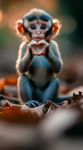 a monkey sitting on a ground with its hands crossed,baby monkey,crab-eating macaque,squirrel monkey,long tailed macaque,macaque,monkeying