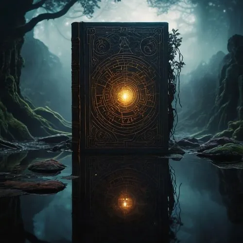Cosmic horror, multiverse of madness, eerie atmosphere, dark mystic rituals, ancient tome bound in human skin, forbidden knowledge, glowing runes, twisted eldritch creatures, tentacles, cyclopean arch