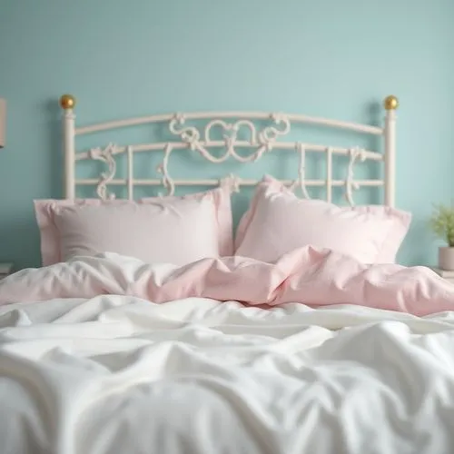 exclusive kids room bed elegant decoration on bed,delicate ,pastel colors,blured background,zoom focus,linen,white bed
,there is a bed with pink comforter and pink pillows,bed linen,bedspreads,bedstea