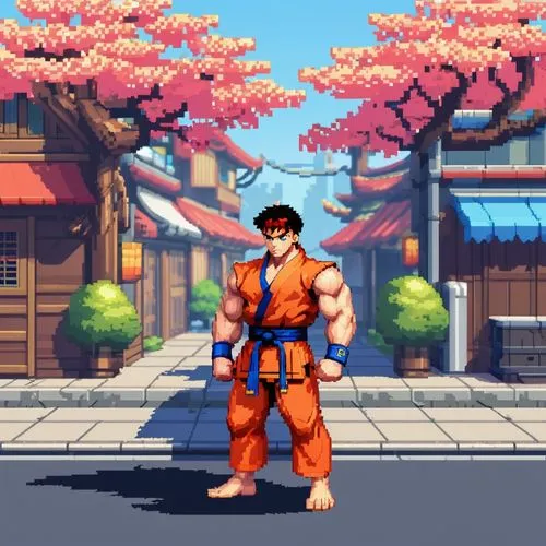 Pixel Art,ryu,kazuya,japanese sakura background,karateka,goku,sakura background,sagat,sfv,chunmei,gotoku,sakazaki,sanshiro,riki,hakan,kaneda,akuma,hokan,dojo,baki,kenshiro