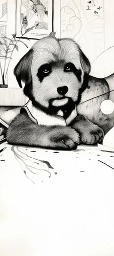 blacki dog,dog illustration,dog drawing,dog cartoon,sadaharu,cerebus,dog line art