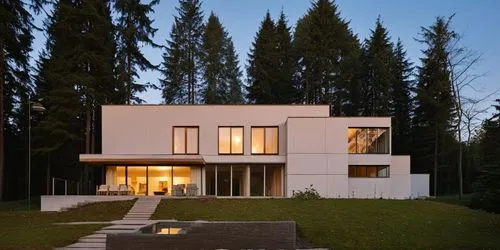 glass concrete bricks garden trees swimmingpool landscape people summer sunlight daylight blue sky night view woodpanelling,eisenman,modern house,mahdavi,cubic house,villa,vitra,lohaus,forest house,ba