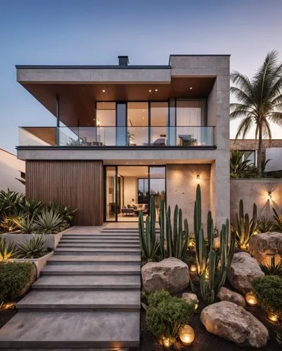 Architecture Design,a modern, modern home with landscaping, plants and steps leading up to it,dunes house,modern house,beach house,modern architecture,oceanfront,mid century house,Photography,General,