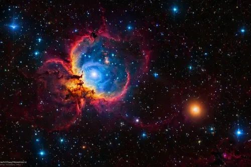 Delve into the ancient legends and myths surrounding v838 Monocerotis in a mythical fantasy tale.,v838 monocerotis,supernova remnant,trifid nebula,antennae galaxies,eta-carinae-nebula,messier 8,messie