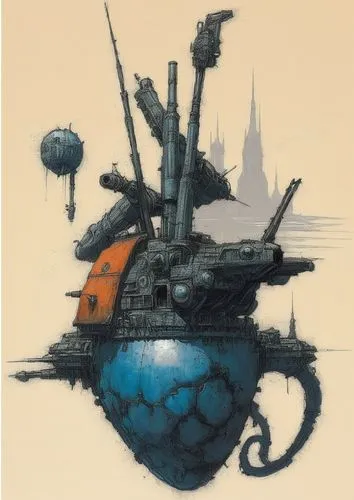 a graphic art work with a heart shaped vase and a piece of artwork,sea fantasy,pirate ship,galleon ship,shipborne,airships,galleon,the vessel,submersibles,airship,ship,diving bell,bathysphere,gangplan