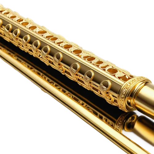 Flute, musical instrument, ornate design, golden accents, luxurious fabric, velvet texture, soft folds, intricate patterns, Baroque style, warm lighting, shallow depth of field, 3/4 composition, reali