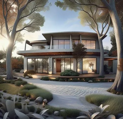 a round house in the middle of a treed yard,modern house,luxury home,mid century house,beautiful home,luxury property,luxury home interior,dunes house,large home,rosewood,crib,smart house,mansion,holi