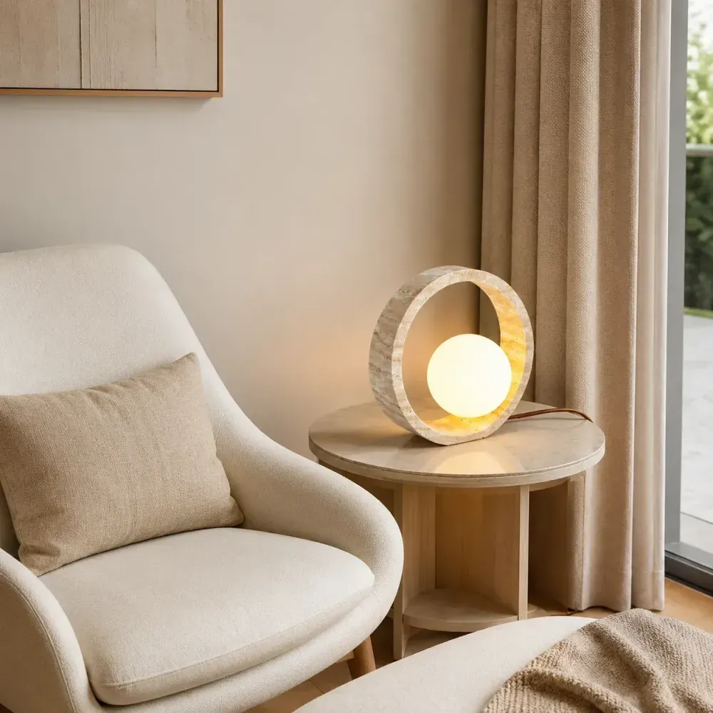 Rivorla Travertine Ring Table Lamp