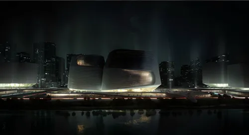 city at night, modern builidngs,the building is lit up on a dark night,doha,cyberport,arcology,cybercity,coruscant,harbour city,dubay,dhabi,songdo,black city