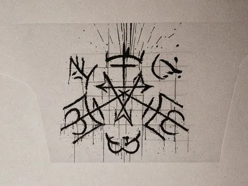 COMIC STYLE, COMIC ART, 

Tuschelinien, Schatten, dynamische Linienführung, 2000's Comic‑Look, slim black ink outline,graffiti that has been drawn on a white wall,runic,runes,pentagram,and symbol,alch