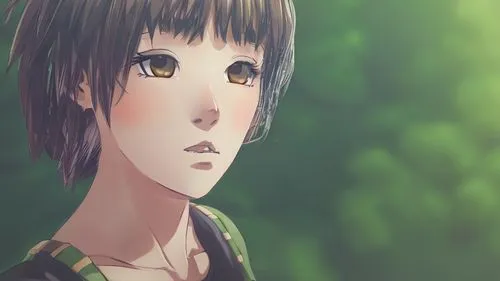 2d anime art style, cartoon eyes, forest background,anime 3d,shouta,ginko,takato cherry blossoms,sidonia,main character,anime cartoon,chara,forest clover,worried girl,3d rendered,green summer,yuzu,hin