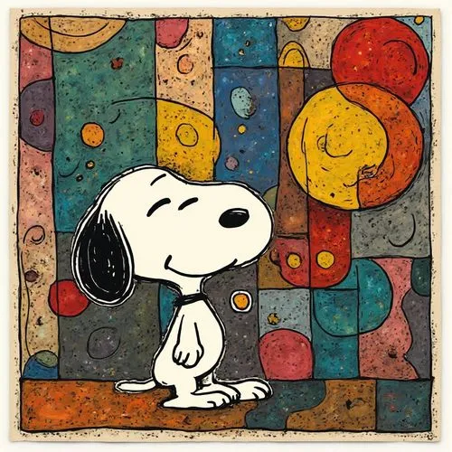 
a painting of 
SNOOPY
 , in the styles of joan miro, inspired by Joan Miro, inspired by Joan Miró, by Joan Miro, juan miro, by Joan Miró, miro, klee. mathematical paradise, inspired by Arshile Gorky,