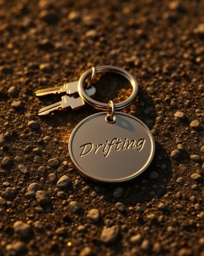 a silver key chain on top of rocks,key ring,keyring,door key,parking space,car key,flange,house key,fragrance,farthing,smart key,ignition key,containing,farther,paved,outpace,parking spot,car keys,ord