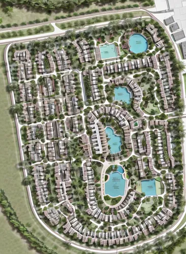 Design a master plan for a modern contemporary organic design residential subdivision to be located in Oman. Embrace natural elements, sleek lines, and innovative materials to create visually striking