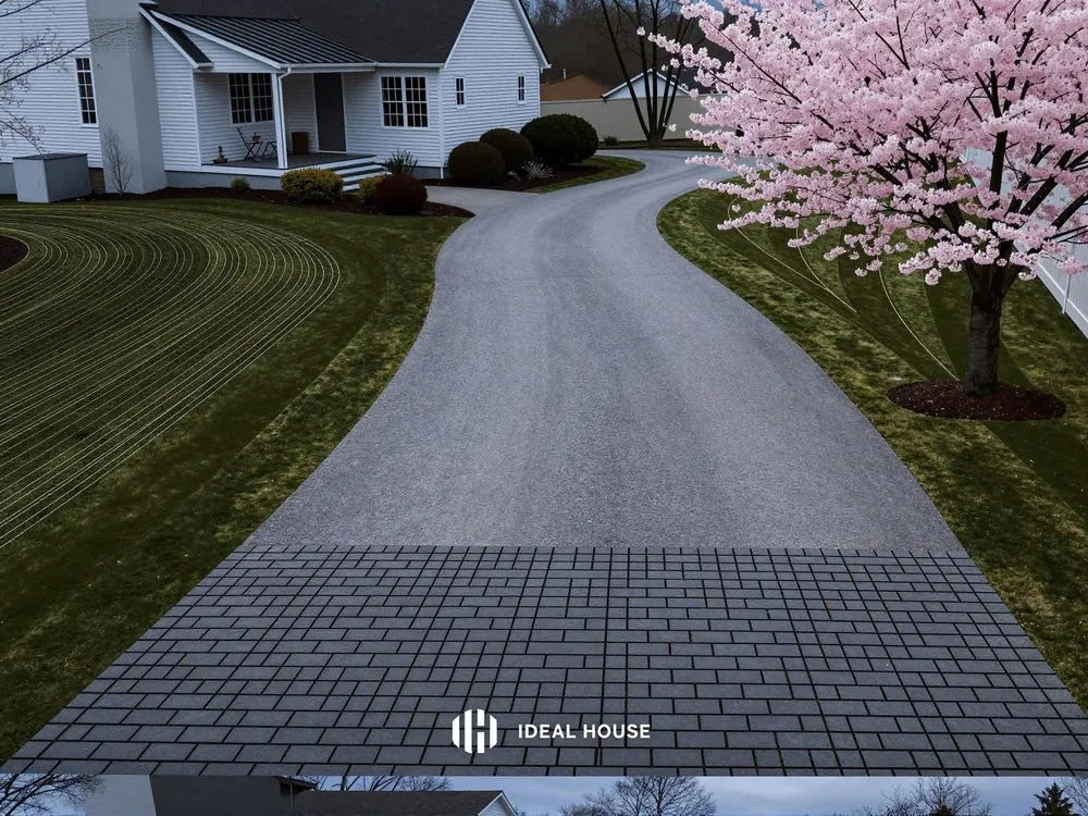 there is an animation of a driveway in the middle of a neighborhood