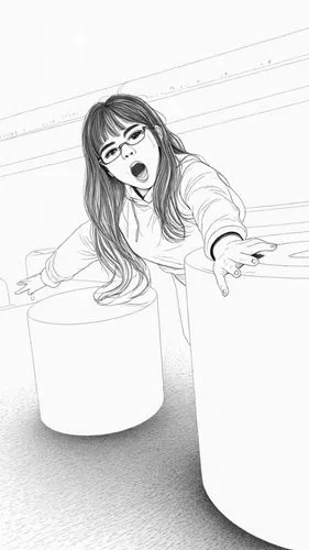 1girl,a woman sticking her tongue out while leaning on two large stools,milk bath,girl with cereal bowl,bathtubs,bathwater,water bath,bath with milk,Design Sketch,Design Sketch,Detailed Outline