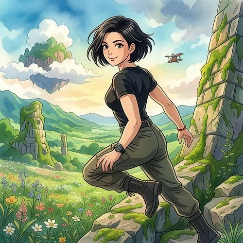transform female to look more appealing.
Transform the image into a high quality 8K Ghibli illustration. Add vibrant colors and sharp, flowing lines to create the iconic art style. bright brown eye