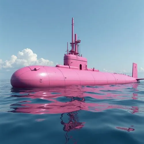 largest submarine pink and attractive,there is a very bright pink submarine floating in the water,submarines,antisubmarine,submariners,submersible,super trimaran,warship,trimaran,pink vector,pink octo
