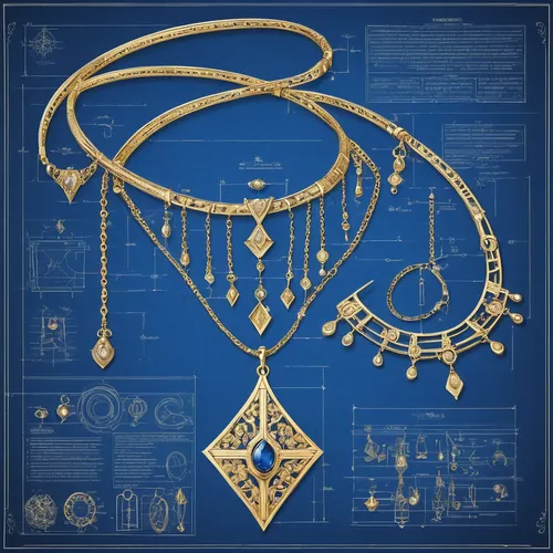 Medieval jewelry design, necklace and earrings, multi-layered, made of gold, detailed, high resolution, 8K,gold jewelry,gift of jewelry,gold ornaments,house jewelry,jewelry manufacturing,jewellery,jew