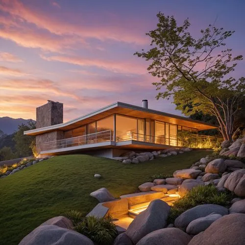 the home is situated in a picturesque location,house in mountains,house in the mountains,dunes house,house by the water,snohetta,modern house,Photography,General,Realistic