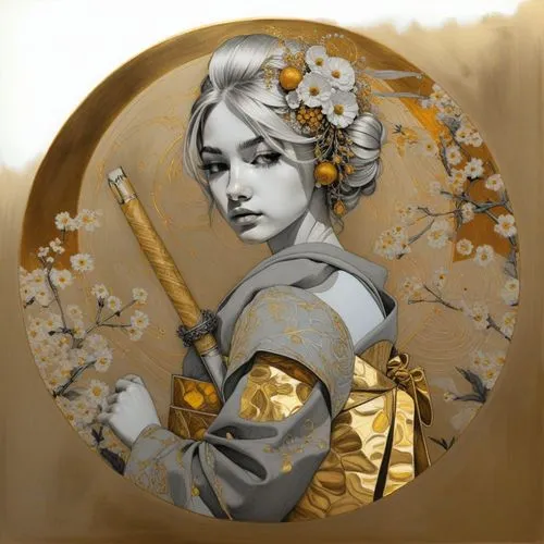 Simplicity Portrait Painting ,flower painting,gold foil art,marble painting,padmini,promna,priora
