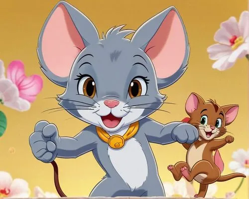 tom and jerry cartoon scene,a cartoon mouse is running in front of another mouse,cute cartoon image,cartoon flowers,cartoon flower,flower background,cute cartoon character,cartoon animal,spring backgr