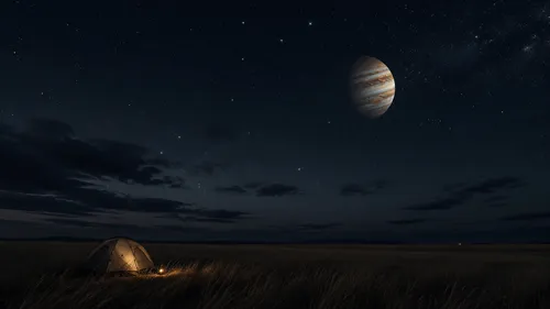 night, dark skies, visible planet jupiter, stars, plains, small tent, long grass
,the stars and venus are visible at night in the sky,stargazing,astronomy,night scene,night sky,night image,plains,clea