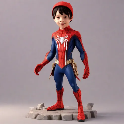 3d figure,game figure,3d model,marvel figurine,actionfigure,figurine,kid hero,spiderman,action figure,3d modeling,spider-man,3d rendered,3d man,3d render,collectible action figures,collectible doll,fi