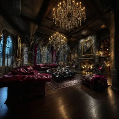 a fancy living room with a chandelier and two couches,ornate room,great room,opulently,royal interior,opulent,mansion,luxury home interior,sitting room,living room,opulence,interior decor,fairy tale c