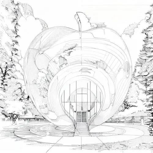 panoramical,round house,house drawing,house in the forest,archidaily,spherical image,round hut,musical dome,snowhotel,landscape plan,circular staircase,concept art,school design,circle design,wirefram