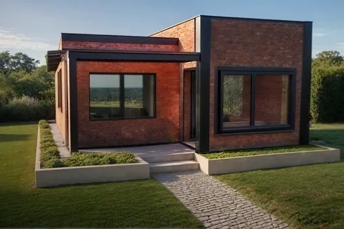 the building is constructed from red bricks,cubic house,cube house,frame house,prefabricated,prefab,clay house,mirror house,prefabricated buildings,brick house,danish house,modern house,shipping conta