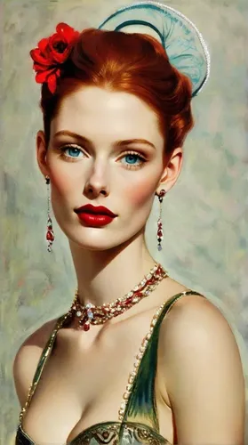 Satine in Moulin Rouge, red hair, head jewels ,maureen o'hara - female,vintage woman,vintage women,vintage girl,vintage female portrait,vintage fashion,lilian gish - female,redhead doll,art deco woman