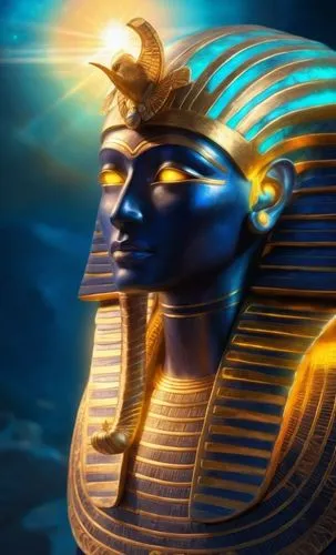 The Egyptian mummy is one of the ancient artifacts found inside the pyramids with a face of black mercury.,an artistic painting of the egyptian gods,king tut,pharaoh,pharaohs,hieroglyph,hieratic,hiero
