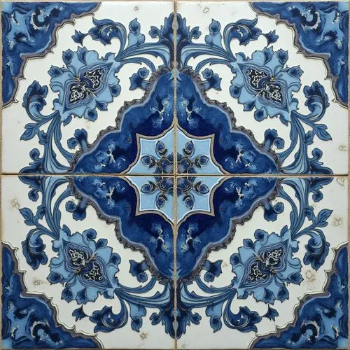 hyperrealistic  Caldas da Rainha Azulejo Manufacture - Azulejo Art Deco,   by Luis Duarte,   Luis Duarte style,   Full body,   Element Earth,   blue and white shading,   Caldas da Rainha style,   Kint