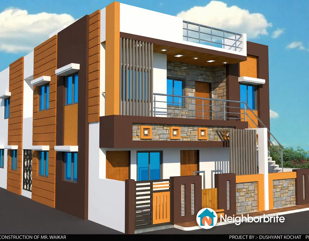 two story house with windows and balcony plans