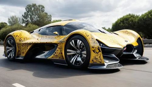 a yellow race car on the road during daytime,vitesse,gold paint stroke,bumblebee,futuristic car,supercar car,concept car,3d car wallpaper,sportscar,gold lacquer,electric sports car,luxury sports car,s
