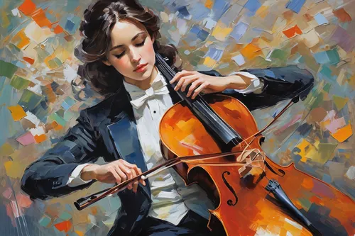 Describe a haunting melody played with a cello bow.,violinist,woman playing violin,violin player,violin woman,violist,violin,cello,cellist,playing the violin,concertmaster,violoncello,violinist violin