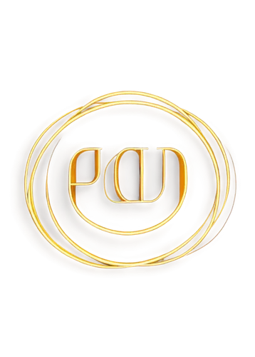 Logo, golden font, modern design, metallic texture, circular shape, bold lines, 3D effect, central symmetry, bright lighting, high contrast, glossy finish, simple composition, negative space, minimali