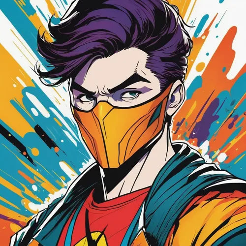 Illustrate a vibrant and energetic profile picture.,tracer,phoenix rooster,cartoon ninja,phoenix,vector art,robin,comic hero,bird robin,vector illustration,cowl vulture,x-men,flame robin,tangelo,caiqu
