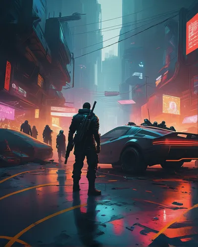 Game Scene Design,  Cyberpunk 2077 game poster, cyberpunk game world background,cyberpunk,game art,dystopian,game illustration,sci fiction illustration,futuristic,futuristic landscape,concept art,dyst