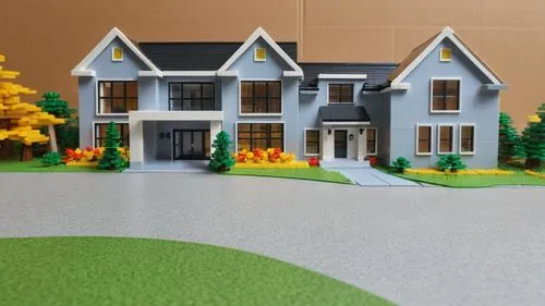 SP+A style architecture, driveway grass, with person and car
,  Rendered in style of lego,3d rendering,houses clipart,model house,3d rendered,modern house,render,townhomes,residential house,3d render,