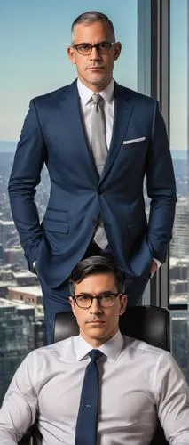 Middle-aged male, successful entrepreneur, bespectacled, short black hair, clean-shaven, wearing a tailored suit, crisp white shirt, silver tie clip, standing confidently, owning his own architecture 