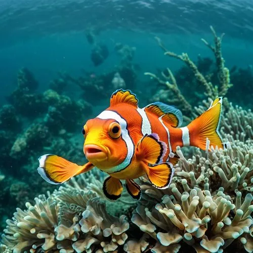 a clown fish roaming the ocean,clown fish in its habitat on a coral reef,clown fish,anemone fish,sea animals,coral fish,beautiful fish,sea life underwater,sea animal,trigger fish,mandarin fish,underwa