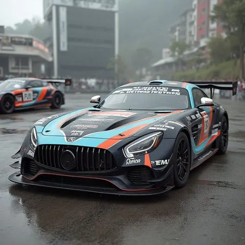 racing vantage car,two different types of cars on a wet road,gulf,safety car,livery,racing car,black paint stripe,racing machine,game car,race car,gt,vantage,carbon,auto racing,racer,slicks,motor spor