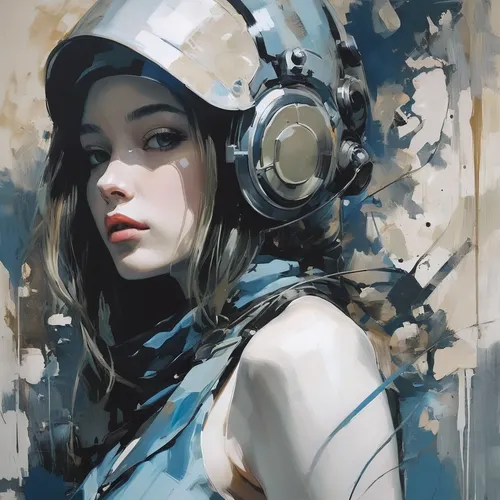 Exploring hidden gems and capturing beauty 💎,operator,respirator,headset,echo,headphone,blue painting,girl with speech bubble,study,astronaut,headphones,helmet,digital painting,pilot,transistor,girl 