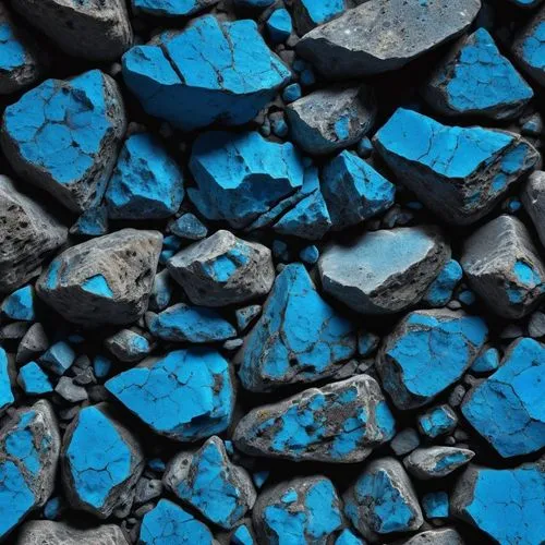 roccia spaccata nera con all'interno minerali blu fluorescente,a texture of dark and light blue rocks or rocks,blue slag,stone background,colored rock,background with stones,wall,apatite,colored stone