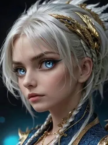 musica fantasia de fondo,female doll,male elf,elf,violet head elf,ice queen,doll's facial features,fantasy woman,white rose snow queen,female warrior,blue enchantress,gold eyes,suit of the snow maiden
