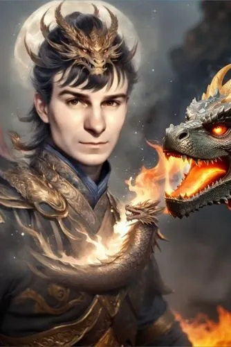 a dragon attacking a young man with his head cocked,dragon fire,dragon slayer,dragons,dragon,dragon of earth,black dragon