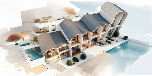 this is an architectural drawing of a modern home,townhouses,render,model house,wooden houses,redevelop,stilt houses,leaseholds,housebuilding,hanging houses,houses,large home,bungalows,floating huts,r