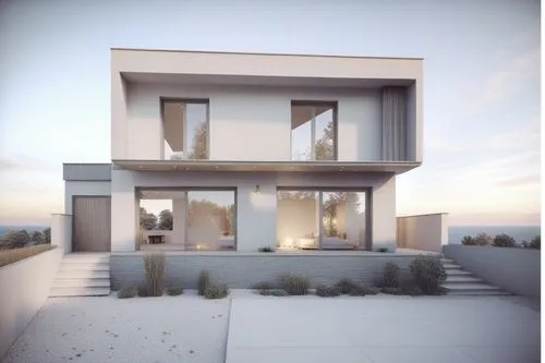a rendering of a house on a hillside overlooking the ocean,prefab,inmobiliaria,residencial,3d rendering,residential property,inmobiliarios